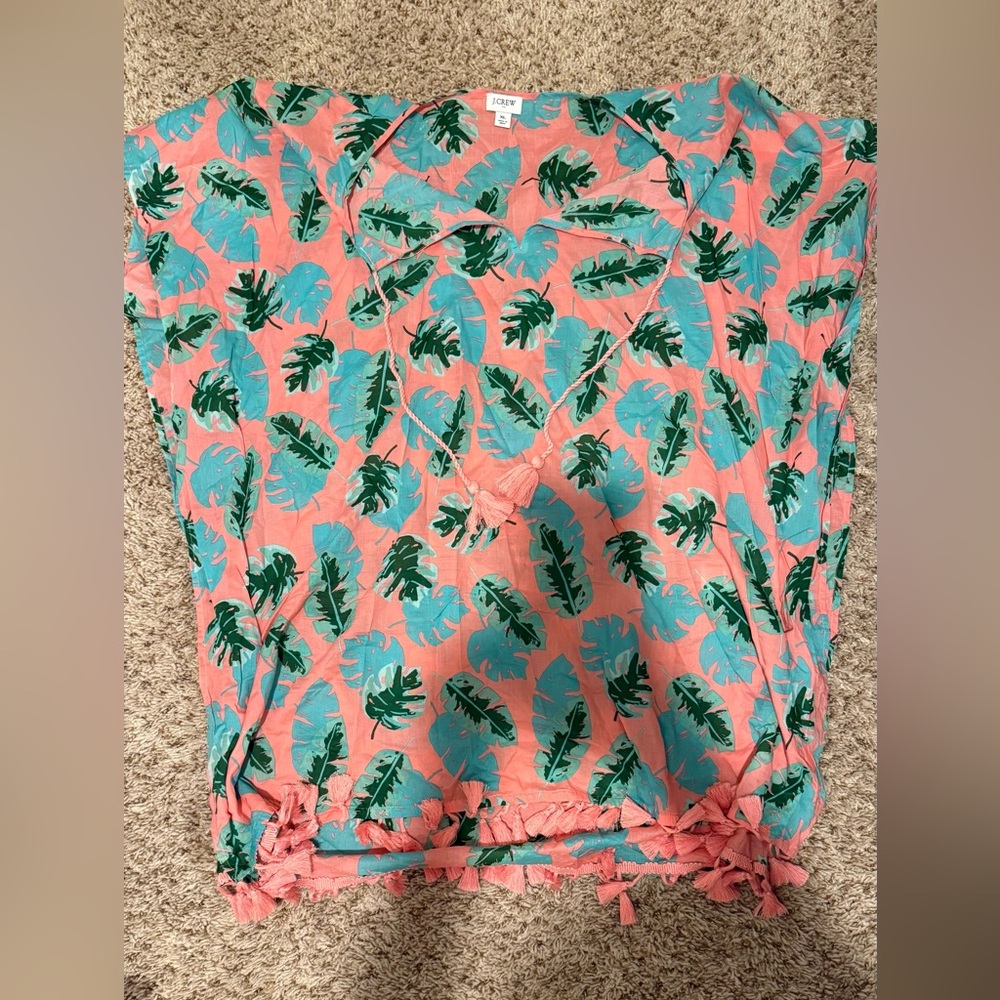 J. Crew Pink and Green Swim Coverup